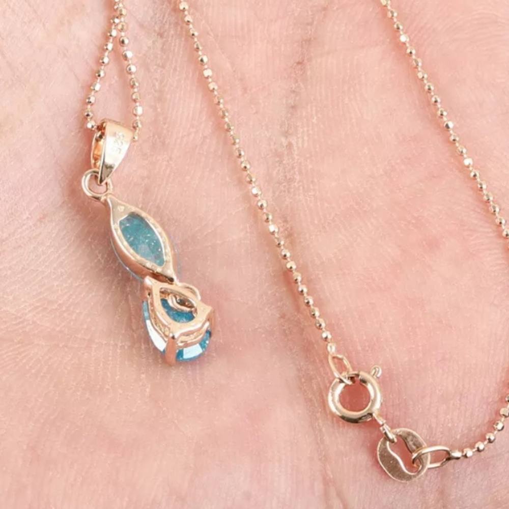Aquamarine & gold earring & necklace SET - Picture 3 of 6